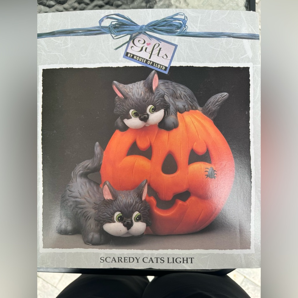 House Of‎ Lloyd Scaredy Cats Vintage Halloween Pumpkin Lamp